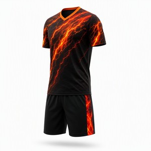2026 Custom Sublimatie Voetbaltenue Set Magma Flare Lava Patroon Snel Droogend Ademend Voetbaluniform OEM ODM Team Kit MOQ 1 - Product Image 5