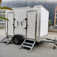 Toilettes Mobiles de Luxe avec Porte Coulissante, Cabine de Douche Extérieure pour Salle de Bain, Douche et Toilettes Portables, Remorque Sanitaire
