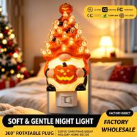 Lampe LED certifiée UL, motif citrouille, sapins de Noël, Père Noël, veilleuse à brancher, lampe murale à brancher, décoration festive d'automne, lampe de chevet