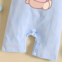 Romper Bayi Summer Infant Ramah Lingkungan Bahan Katun 100% Bernapas Motif Beruang Kecil Lengan Pendek Biru Untuk Anak Laki-Laki dan Perempuan Kancing Tekan