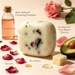 Savon artisanal en pétales de rose naturels en gros, <span class=keywords><strong>d</strong></span>émaquillant et nettoyant visage pour peaux sèches, normales et mixtes - Product Image 3