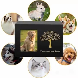 Urnas animais para gato Pet cremação caixa Urnas gato preto feito de madeira para cinzas - Product Image 4