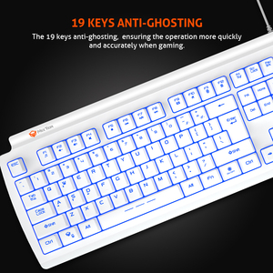 Meetion MT-K9000 Trắng RGB chiếu sáng thiết kế công thái học kích thước đầy đủ 104 phím chơi game có dây bàn phím màng - Product Image 3