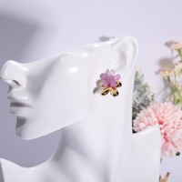 YW anting-anting baja tahan karat wanita, anting-anting baja tahan karat kualitas tinggi, warna-warni, perhiasan bunga Resin, lapisan emas, gaya trendi untuk ulang tahun