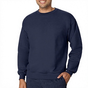 Sweat-shirt à col rond bleu marine pour homme, coupe classique, lourd, à manches longues, doublure polaire douce, pull décontracté chaud - Product Image 1