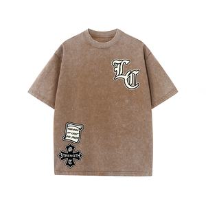 Camisetas de Punto para Hombre, Retro, Estampadas, Lavadas al Ácido, 100% Algodón, Estilo Urbano, Hip Hop, Manga Corta, Corte Holgado, Antiarrugas, Secado Rápido - Product Image 3