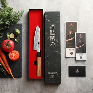 <span class=keywords><strong>Couteau</strong></span> Santoku japonais de luxe en acier damas 5.5 ''couteaux de <span class=keywords><strong>cuisine</strong></span> personnalisés manche en bois d'olivier boîte-cadeau - Product Image 5