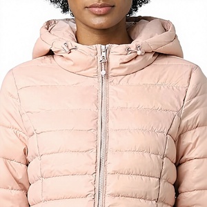 Women's Lightweight <b>Packable</b> Hooded Winter Quilted Puffer <b>Jacket</b> Detachable Sleeves Hat Water Resistant Coat Custom Brand Satin - Product Image 1