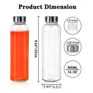 Bouteille d'eau en verre borosilicate grande capacité (500ml-1000ml) avec marqueur de temps, revêtement anti-corrosion, nouveau style chinois, écologique - Product Image 3