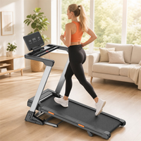 Tapis roulant électrique pour la maison 3,5 CV avec inclinaison automatique, console LED, moniteur de fréquence cardiaque et support pour tablette, structure en acier