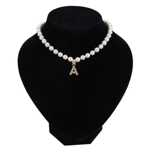 Length Adjustable Letter Pendant Chain Fashionable Female Freshwater Pearl Choker Necklace