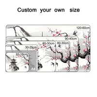 Tapis de souris de jeu personnalisable en caoutchouc, motif fleur d'anime, cerisier japonais, grand format, résistant à l'eau, bords cousus, logo personnalisé