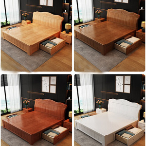 Cama King Moderna de Madera Maciza con Almacenamiento y Diseño, Muebles de Dormitorio WB-007, Cama de Madera Maciza, Estructura de Cama de Madera Maciza - Product Image 3