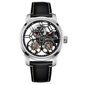Luxury <b>Skeleton</b> Double Tourbillon <b>Watch</b> for Men 316L Stainless Steel Sapphire Mechanical <b>automatic</b> Wristwatch High Precision - Product Image 1