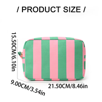 Pochette de maquillage en toile rayée, trousse de toilette portable de voyage avec fermeture éclair, logo personnalisé disponible pour le rangement des cosmétiques féminins