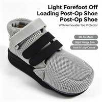 Chaussure post-opératoire orthopédique grise à semelle rigide compensée en maille 3D pour le soulagement de l'avant-pied, idéale pour les soins post-opératoires des fractures de pieds - Grande Vente