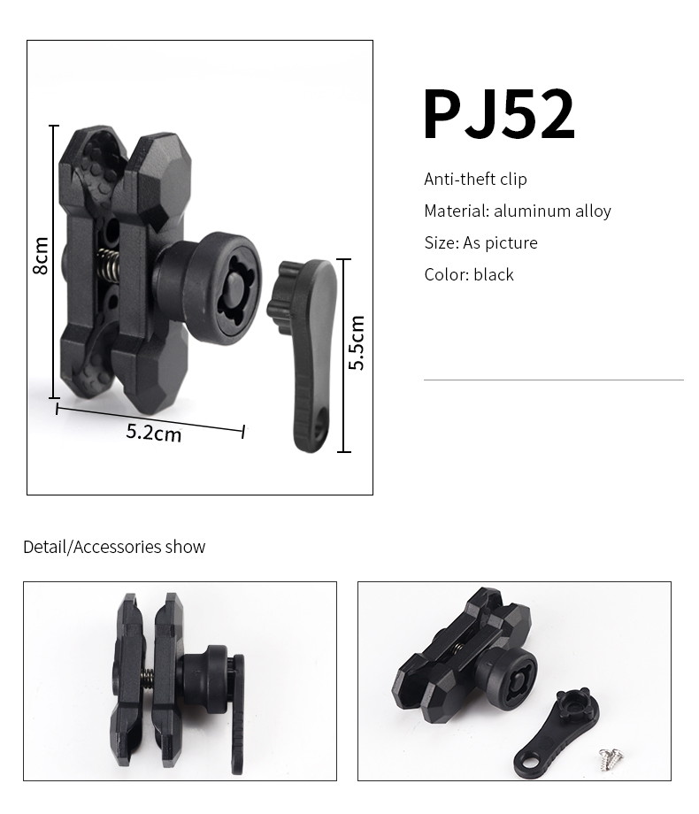 Black(PJ52 aluminum alloy anti theft clip with key)