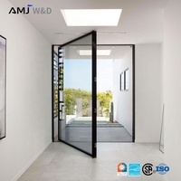 Portes d'entrée pivotantes contemporaines en aluminium et verre, à rupture de pont thermique, grandes portes doubles pivotantes pour maisons et résidences
