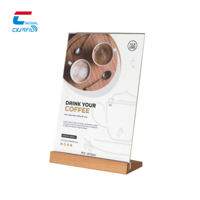 Custom Printing Acrylic Nfc A6 Menu Stand With Unique QR Code Covers Rfid Menu Stand Display