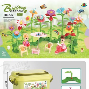 Toptan yaratıcı eğitici oyuncaklar bahçe yapı taşları DIY çiçek istifleme oyuncaklar çocuklar için çiçek bahçe yapı seti - Product Image 6