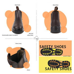 Chaussures de sécurité <span class=keywords><strong>Chelsea</strong></span> pour hommes, bottes de travail en cuir marron à embout en acier, anti-perforation, antidérapantes, imperméables, chaussures de protection industrielles - Product Image 2