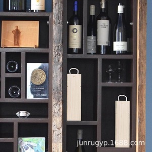 Caja de Madera para Vino, Rectangular, de Madera de Pino, para una Sola Botella, 9.5x9.5x34.4cm, con Asa - Product Image 4