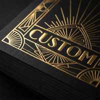 Naipes Negros Art Deco con Logotipo Personalizado, Juego de Póker de Lujo, Regalo Corporativo