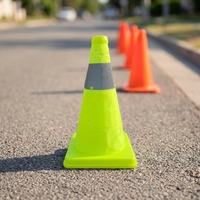 Cône de signalisation LED rétractable portable Hasuc HAS-S01 avec design réfléchissant pliable, lumière de sécurité verte/orange