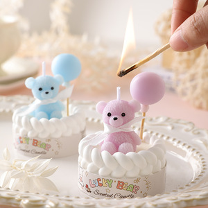 <b>Cute</b> <b>Bear</b> Cake Scented Candles Cartoon <b>Bear</b> Figurine Cake Shape Candle For Birthday Party Table Home Atmosphere Decor Wholesale - Product Image 1