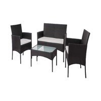 Ensemble de salon de jardin 3 pièces en métal et rotin PE, résistant à l'eau, avec table et chaises, idéal pour l'extérieur – Nouveauté très demandée