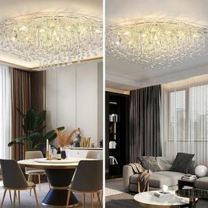 Lustre en cristal avec décoration dorée en forme de goutte de pluie, lustre en aluminium à <span class=keywords><strong>branches</strong></span>, luminaire de plafond pour salon - Product Image 2
