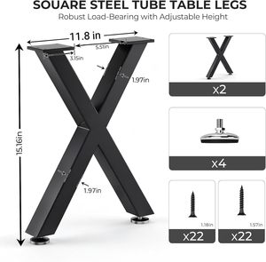 <span class=keywords><strong>Pieds</strong></span> de <span class=keywords><strong>table</strong></span> robustes Indomitable Symmetry, métal moderne, base en acier en forme de X de 16 pouces pour <span class=keywords><strong>table</strong></span> basse et bureau - Product Image 2