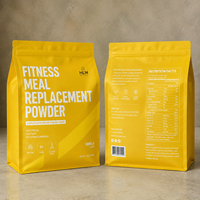 Sachet refermable personnalisé en Mylar de qualité alimentaire à 8 soudures latérales pour poudre protéinée, substitut de repas, et poudre nutritionnelle