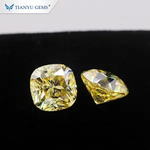 Top Quality VVS Cushion Cut Fashion Yellow Moissanite Diamond In tianyu gems