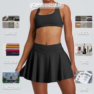 ชุดออกกำลังกายโยคะสำหรับผู้หญิง XW-TM0192Y พร้อมโลโก้สั่งทำ ชุดกีฬา 2 ชิ้น เสื้อชั้นในกีฬาแบบไขว้ระบายอากาศได้ดี กระโปรงสำหรับเล่นแบดมินตันและเทนนิส - Product Image 6