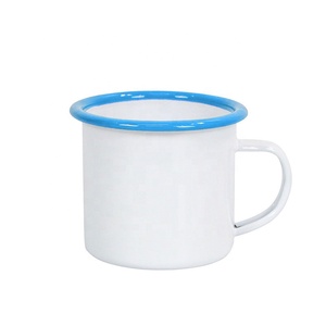 Mug de voyage en métal émaillé personnalisé avec logo, 11oz 16oz, pour camping, pêche, <span class=keywords><strong>vintage</strong></span>, DIY, avec bord coloré - Product Image 6