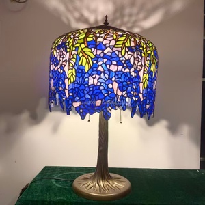 Lampe de table Tiffany en verre teinté de style européen, faite à la main, 18 pouces, design glycine chinoise, LED protectrice pour les yeux, pour chambre et salon - Product Image 6