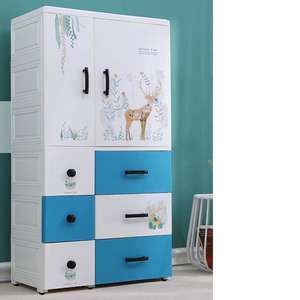 Cajas de almacenamiento de plástico de 4 capas simples y modernas, armario de almacenamiento de ropa para niños, muebles para el hogar y el dormitorio - Product Image 6