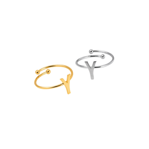 Anillo con Letra Y Angelina, Acero Inoxidable, Chapado en Oro, Plata, Joyería Unisex de Moda, Regalo Diario, Estilo Moderno - Product Image 4