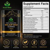 Bonbons Gommeux au Shilajit de l'Himalaya Qualité Or 100% Pur Naturel Énergie Endurance Bien-être Mélange Acide Fulvique 60 Unités Usage Adulte Sans Sucre