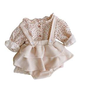 Falda con Tirantes de Hoja de Loto Plisada, Dulce y Encantadora, 100% Algodón Ecológico, para Bebés Unisex de 0 a 2 Años, Primavera-Otoño 2025 - Product Image 1