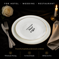 Assiettes en Porcelaine Fine Bord Doré 6, 7, 8, 10 Pouces pour Mariages et Restaurants – Vaisselle en Gros MOQ 100 Pièces