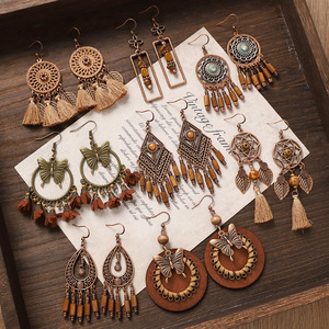 Pendientes Largos Simiya de Estilo Retro con Borlas Fluidas, Pendientes de Estilo Étnico Chino para Vacaciones, Joyería para Mujer - Product Image 1