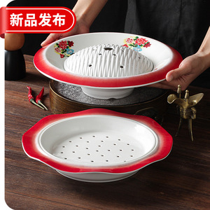 Vajilla de melamina Xiangyuan, platos para hielo seco para restaurantes de hot pot, platos creativos de imitación de porcelana para sashimi y tripas. - Product Image 4