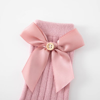 Vente en gros de chaussettes pour nouveau-né, bas longs en coton peigné avec nœud papillon, collants respirants pour enfants, collants solides pour filles