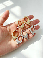 Breloque Cœur Plaqué Or 18 carats en Gros avec Zircon Cubique et Fermoir Mousqueton, Anneau de Jonction pour Fabrication de Colliers et Bracelets