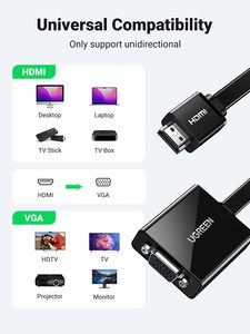 UGREEN <span class=keywords><strong>Adaptateur</strong></span> actif HD-MI vers VGA avec prise audio 3.5mm HD-MI <span class=keywords><strong>mâle</strong></span> vers VGA femelle jusqu'à 1080P pour PC portable - Product Image 2