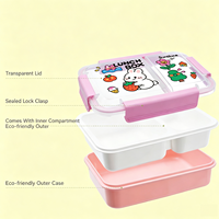 Boîte à lunch portable de qualité supérieure en plastique alimentaire de forme rectangulaire C339, 2 compartiments, boîte bento