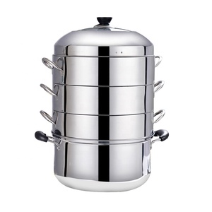 Olla <span class=keywords><strong>Vaporera</strong></span> Comercial Multicapa <span class=keywords><strong>de</strong></span> Acero Inoxidable, Gran Capacidad, Ecológica, Moderna, con <span class=keywords><strong>Tapa</strong></span> <span class=keywords><strong>de</strong></span> Vidrio para Cocina <span class=keywords><strong>de</strong></span> Gas - Product Image 6