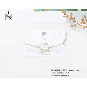 Pulsera Virgo de acero inoxidable de 12 mm chapada en oro, joyería minimalista del zodiaco para mujer - Product Image 1